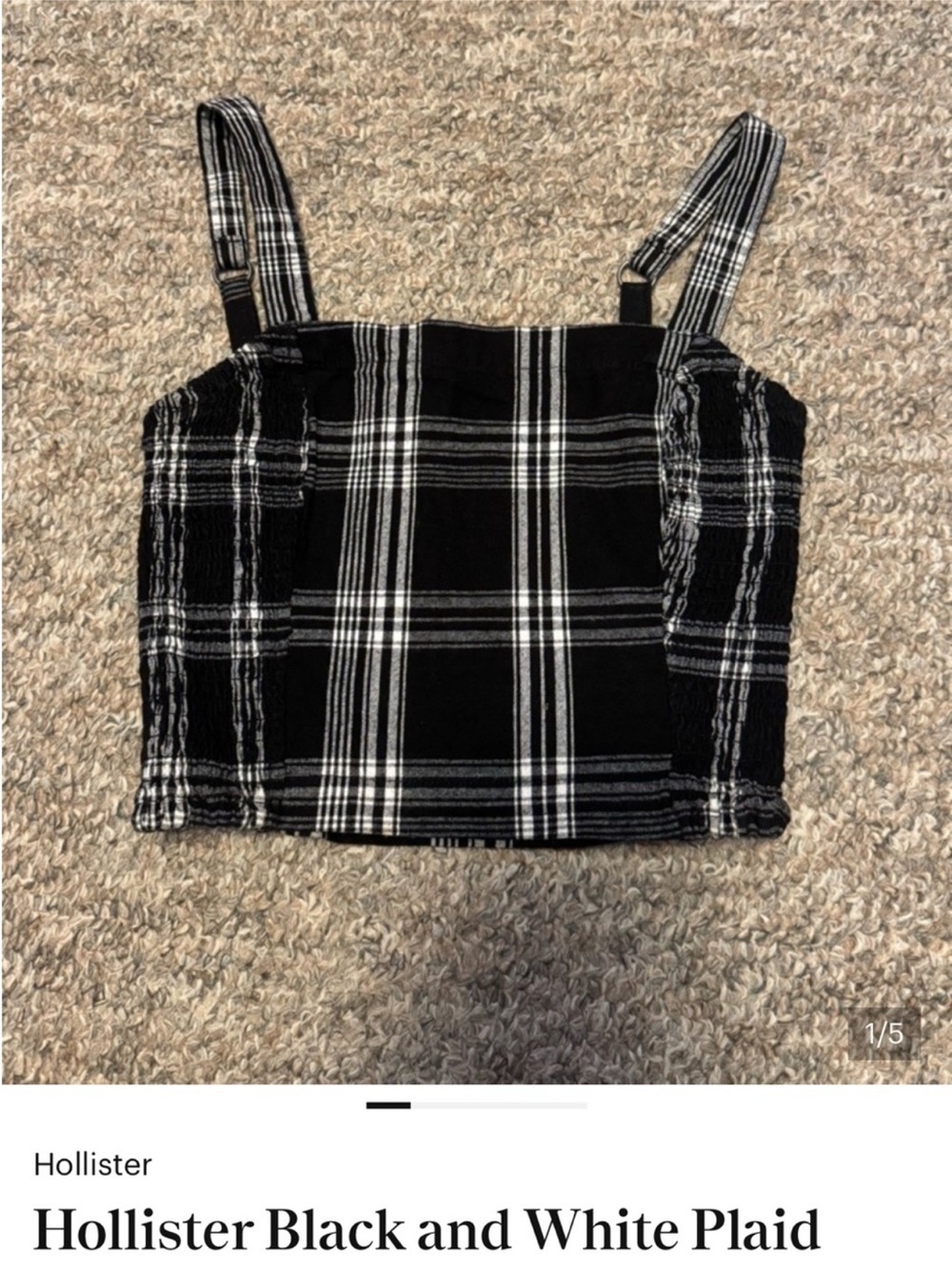 Hollister Black & White Plaid Cropped Tank